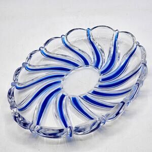 Mikasa Cobalt Blue Swirl Crystal Dish